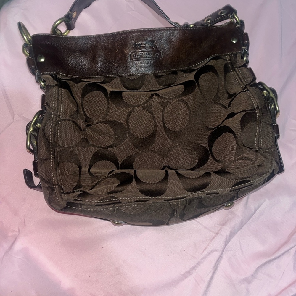 Vintage coach Signature Canvas Shoulder Bag in Brown